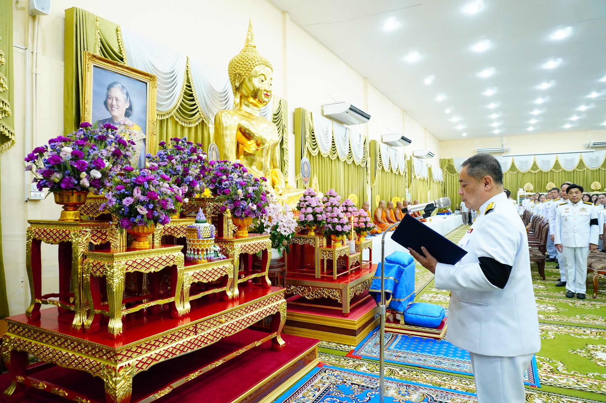 title - เข้าร่วมพิธีเจริญพระพุทธมนต์และทำบุญตักบาตรถวายพระราชกุศลเฉลิมพระเกียรติ สมเด็จพระกนิษฐาธิราชเจ้า กรมสมเด็จพระเทพรัตนราชสุดาฯ สยามบรมราชกุมารี เนื่องในโอกาสวันคล้ายวันพระราชสมภพ ๒ เมษายน ๒๕๖๙, พิธีทอดผ้าป่าสมทบกองทุนพัฒนาเด็กชนบท